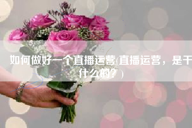 如何做好一个直播运营(直播运营，是干什么的？)