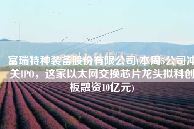 富瑞特种装备股份有限公司(本周5公司冲关IPO，这家以太网交换芯片龙头拟科创板融资10亿元)