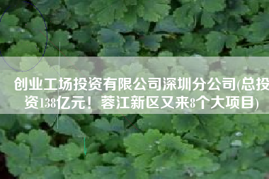 创业工场投资有限公司深圳分公司(总投资138亿元！蓉江新区又来8个大项目)
