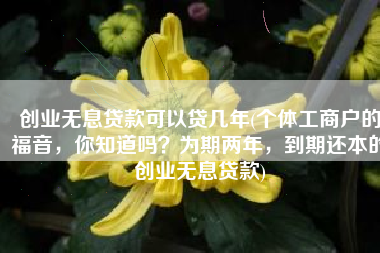 创业无息贷款可以贷几年(个体工商户的福音，你知道吗？为期两年，到期还本的创业无息贷款)