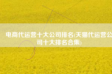 电商代运营十大公司排名(天猫代运营公司十大排名合集)