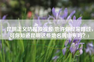 昆明正义坊屋顶视频(也许你经常路过，可你知道昆明这些地名的由来吗？)