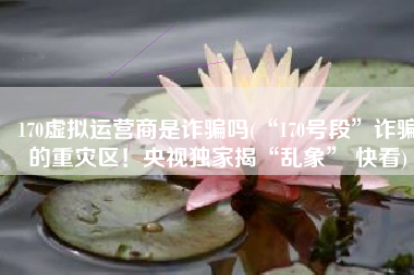 170虚拟运营商是诈骗吗(“170号段”诈骗的重灾区！央视独家揭“乱象” 快看)