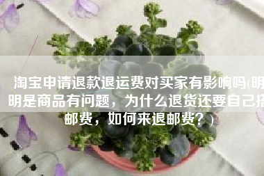 淘宝申请退款退运费对买家有影响吗(明明是商品有问题，为什么退货还要自己搭邮费，如何来退邮费？)