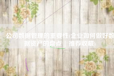 公司数据管理的重要性(企业如何做好数据资产的盘点 | 推荐收藏)