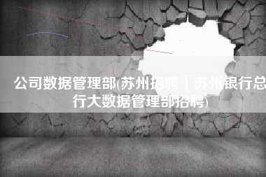 公司数据管理部(苏州招聘｜苏州银行总行大数据管理部招聘)