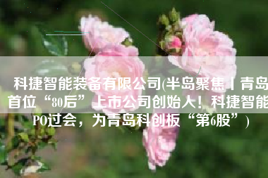 科捷智能装备有限公司(半岛聚焦丨青岛首位“80后”上市公司创始人！科捷智能IPO过会，为青岛科创板“第6股”)