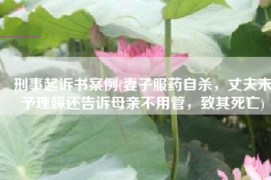 刑事起诉书案例(妻子服药自杀，丈夫未予理睬还告诉母亲不用管，致其死亡)
