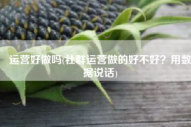 运营好做吗(社群运营做的好不好？用数据说话)