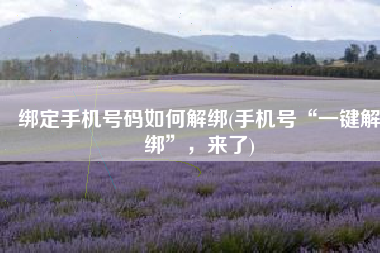 绑定手机号码如何解绑(手机号“一键解绑”，来了)