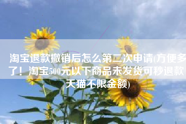 淘宝退款撤销后怎么第二次申请(方便多了！淘宝500元以下商品未发货可秒退款：天猫不限金额)