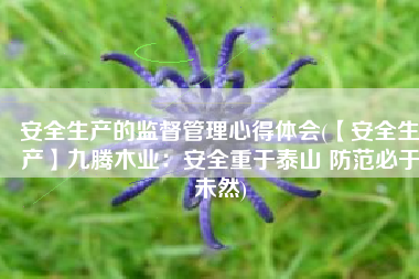 安全生产的监督管理心得体会(【安全生产】九腾木业：安全重于泰山 防范必于未然)