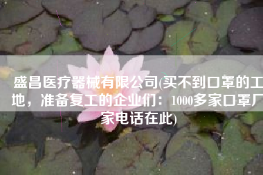 盛昌医疗器械有限公司(买不到口罩的工地，准备复工的企业们：1000多家口罩厂家电话在此)