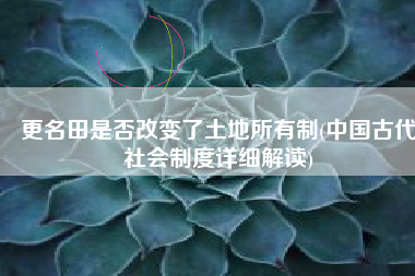 更名田是否改变了土地所有制(中国古代社会制度详细解读)
