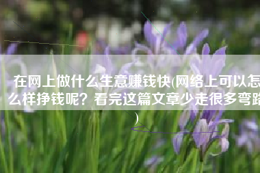 在网上做什么生意赚钱快(网络上可以怎么样挣钱呢？看完这篇文章少走很多弯路)