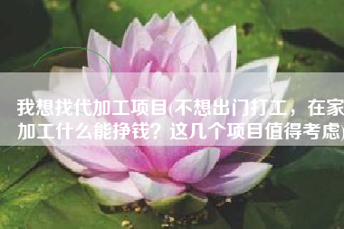 我想找代加工项目(不想出门打工，在家加工什么能挣钱？这几个项目值得考虑)