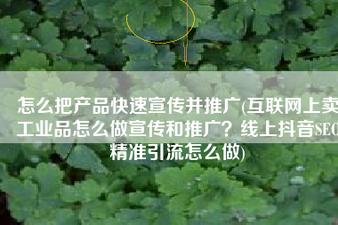 怎么把产品快速宣传并推广(互联网上卖工业品怎么做宣传和推广？线上抖音SEO精准引流怎么做)