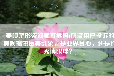 美呗整形咨询师可靠吗(屡遭用户投诉的美呗揭露医美乱象，是业界良心，还是作秀博眼球？)