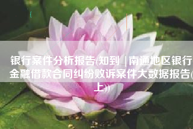 银行案件分析报告(知到 |南通地区银行金融借款合同纠纷败诉案件大数据报告(上))