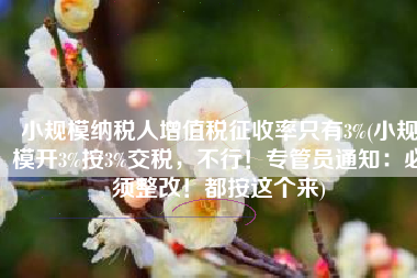 小规模纳税人增值税征收率只有3%(小规模开3%按3%交税，不行！专管员通知：必须整改！都按这个来)