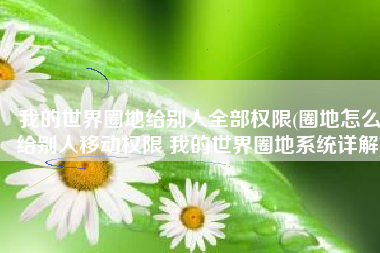 我的世界圈地给别人全部权限(圈地怎么给别人移动权限 我的世界圈地系统详解)