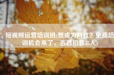 短视频运营培训班(想成为网红？免费培训机会来了，吉首招募55人)