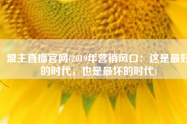 盟主直播官网(2019年营销风口：这是最好的时代，也是最坏的时代)