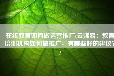 在线教育如何做运营推广(云媒易：教育培训机构如何做推广，有哪些好的建议？)
