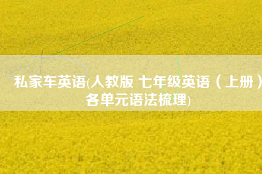 私家车英语(人教版 七年级英语（上册）各单元语法梳理)
