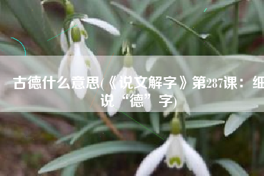 古德什么意思(《说文解字》第287课：细说“德”字)