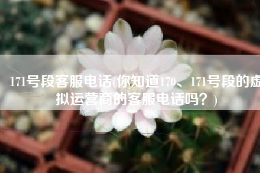 171号段客服电话(你知道170、171号段的虚拟运营商的客服电话吗？)
