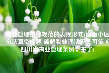 物业管理法律规范的表现形式(直面小区执法真空问题 破解物业违法无法可依《四川省物业管理条例》来了)