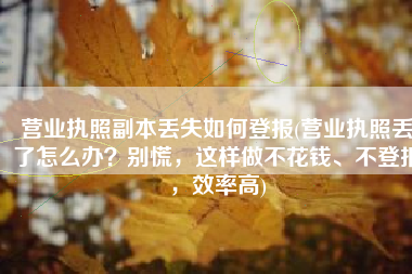 营业执照副本丢失如何登报(营业执照丢了怎么办？别慌，这样做不花钱、不登报，效率高)