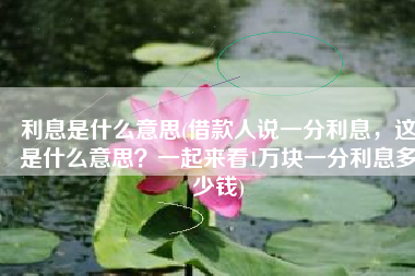 利息是什么意思(借款人说一分利息，这是什么意思？一起来看1万块一分利息多少钱)