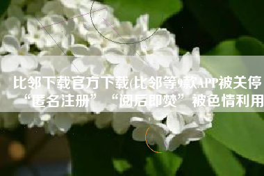 比邻下载官方下载(比邻等9款APP被关停！“匿名注册”“阅后即焚”被色情利用)