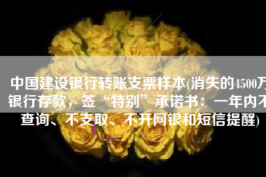 中国建设银行转账支票样本(消失的4500万银行存款，签“特别”承诺书：一年内不查询、不支取、不开网银和短信提醒)
