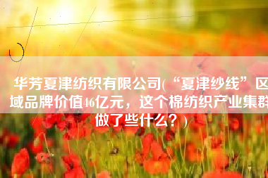 华芳夏津纺织有限公司(“夏津纱线”区域品牌价值46亿元，这个棉纺织产业集群做了些什么？)