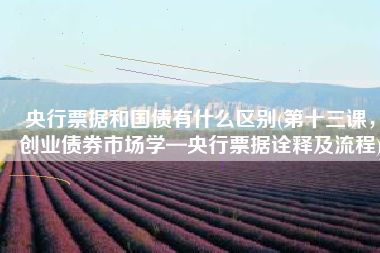 央行票据和国债有什么区别(第十三课，创业债券市场学—央行票据诠释及流程)