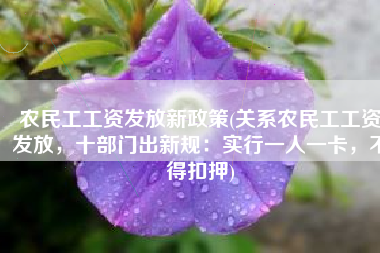 农民工工资发放新政策(关系农民工工资发放，十部门出新规：实行一人一卡，不得扣押)