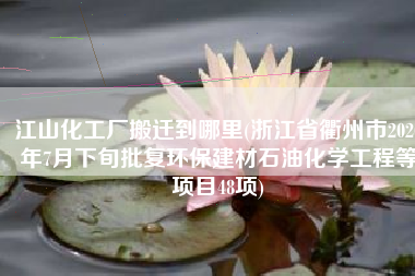 江山化工厂搬迁到哪里(浙江省衢州市2020年7月下旬批复环保建材石油化学工程等项目48项)