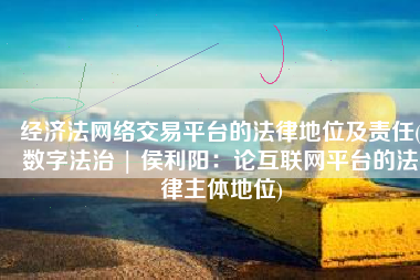 经济法网络交易平台的法律地位及责任(数字法治 | 侯利阳：论互联网平台的法律主体地位)