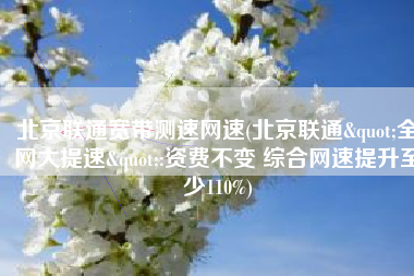 北京联通宽带测速网速(北京联通"全网大提速":资费不变 综合网速提升至少110%)