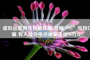虚拟运营商号码是诈骗(警惕“95”号段诈骗 有人接完电话被骗走近30万元)