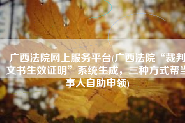 广西法院网上服务平台(广西法院“裁判文书生效证明”系统生成，三种方式帮当事人自助申领)
