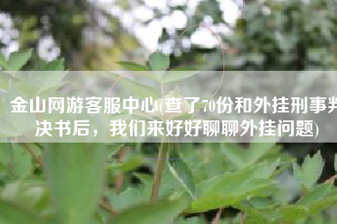 金山网游客服中心(查了70份和外挂刑事判决书后，我们来好好聊聊外挂问题)