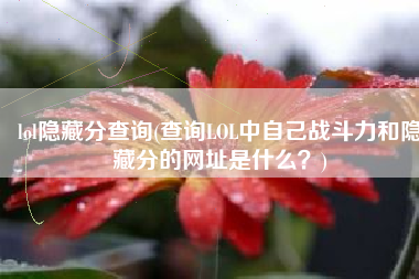 lol隐藏分查询(查询LOL中自己战斗力和隐藏分的网址是什么？)
