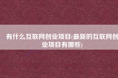 有什么互联网创业项目(最新的互联网创业项目有哪些)