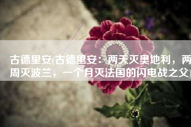 古德里安(古德里安：两天灭奥地利，两周灭波兰，一个月灭法国的闪电战之父)