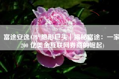 富途安逸APP(隐形巨头｜揭秘富途：一家 200 亿美金互联网券商的崛起)