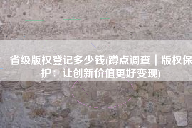 省级版权登记多少钱(蹲点调查｜版权保护：让创新价值更好变现)